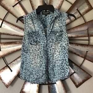 Leopard Print Denim Tank